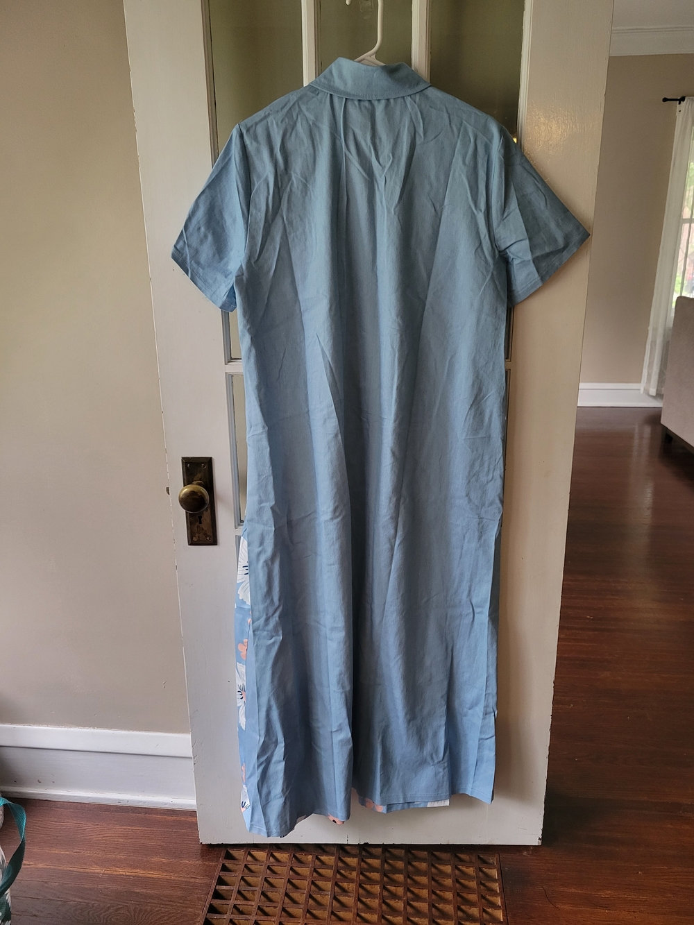 Blue Button-Up Floral Print Short Sleeve Maxi Dress Women's Size 3X Casual - Picture 10 of 15